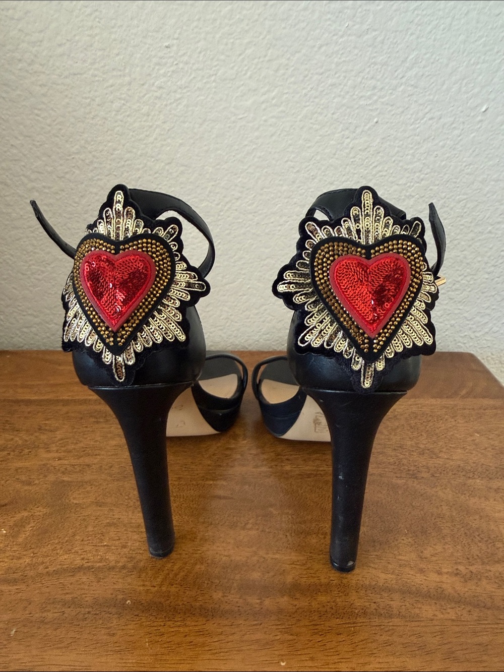 Aldo Black  Ankle-Strap Block Heels
